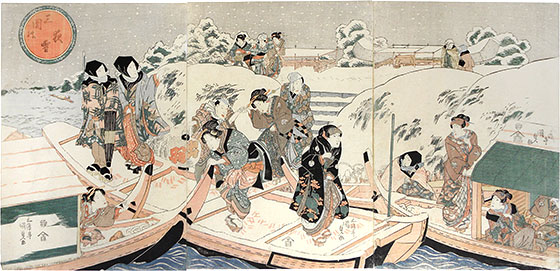 Toyokuni III, Night Snow at Mimeguri