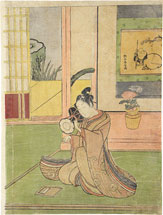 Suzuki Harunobu Young Man Playing a Ko-Tsuzumi