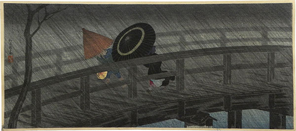 Shotei, Rain on Izumi Bridge