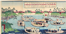 Utagawa Hiroshige III (Ando Tokubei) Progression During the Imperial Inspection at Ou, …