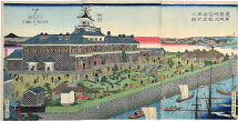 Utagawa Kuniteru II The Seaside Garden of the Tsukiji Hotel in the Eastern Capital [Plan of Hotel at Yedo, T'skege]