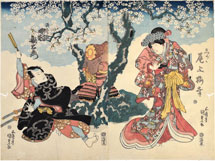 Utagawa Kunisada (Toyokuni III) Onoe Baiko III as Shizuka with Nakamura Utaemon IV…