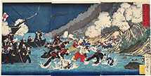 Tsukioka Yoshitoshi Illustration of the Navy Landing at Sukuchi Village