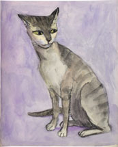 Kyohei Inukai Striped cat with purple background 