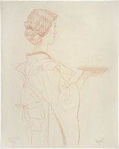 Paul Binnie Cafe Waitress- 1st Study preparatory drawing