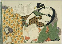Hokusai, Illustrated Models of Couples: plaid robe