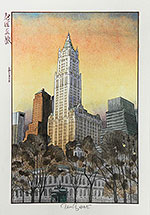 Paul Binnie, New York Sunset, watercolor