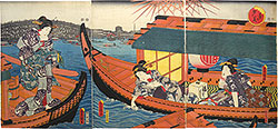 Kunisada Ukiyo-e triptych
